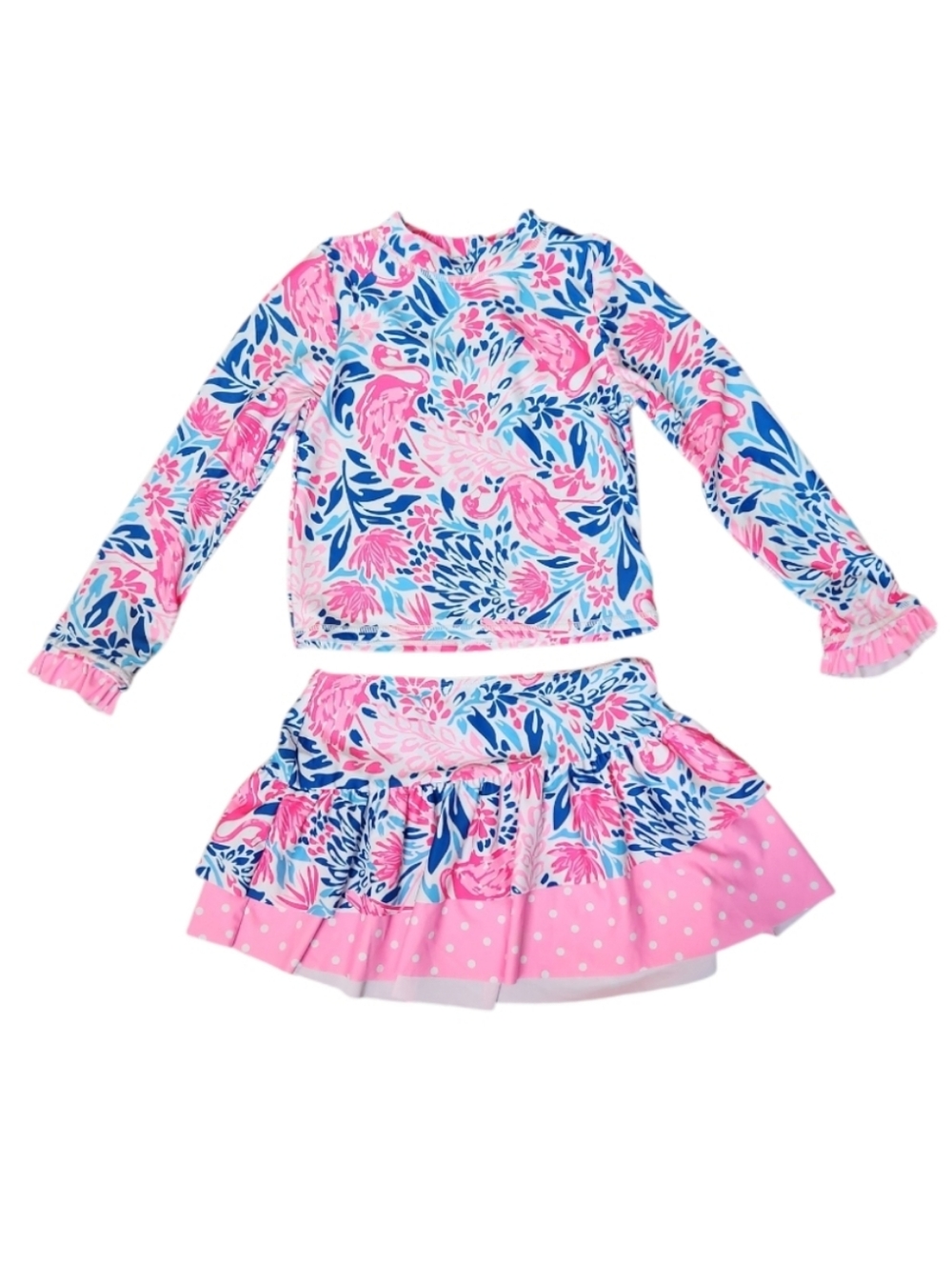 Cynthia Rowley Girls Pink & Blue Floral Rash Guard Swim Set